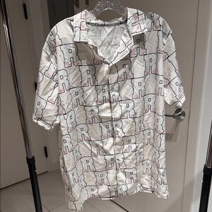 RIP OFF White and Black Graphic Button-Up Shirt